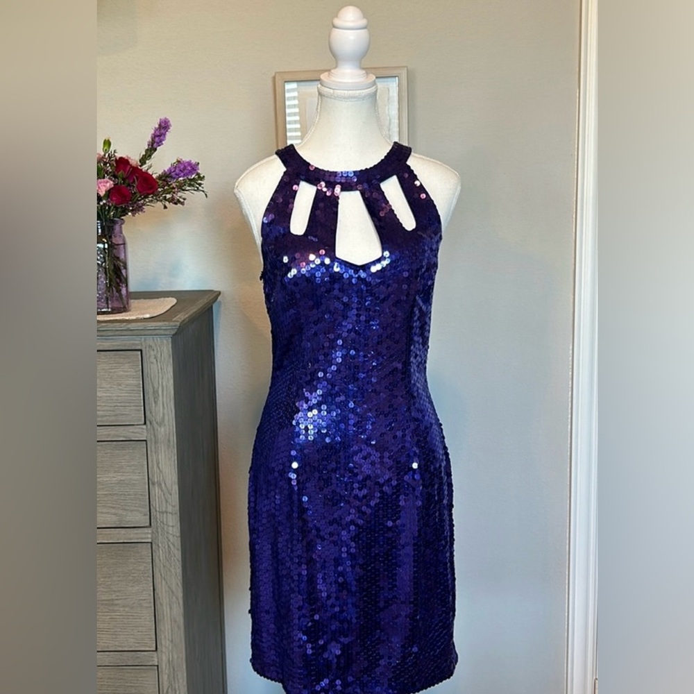Niteline | Vintage 80s Purple Sequins Cocktail Dress | Size 10